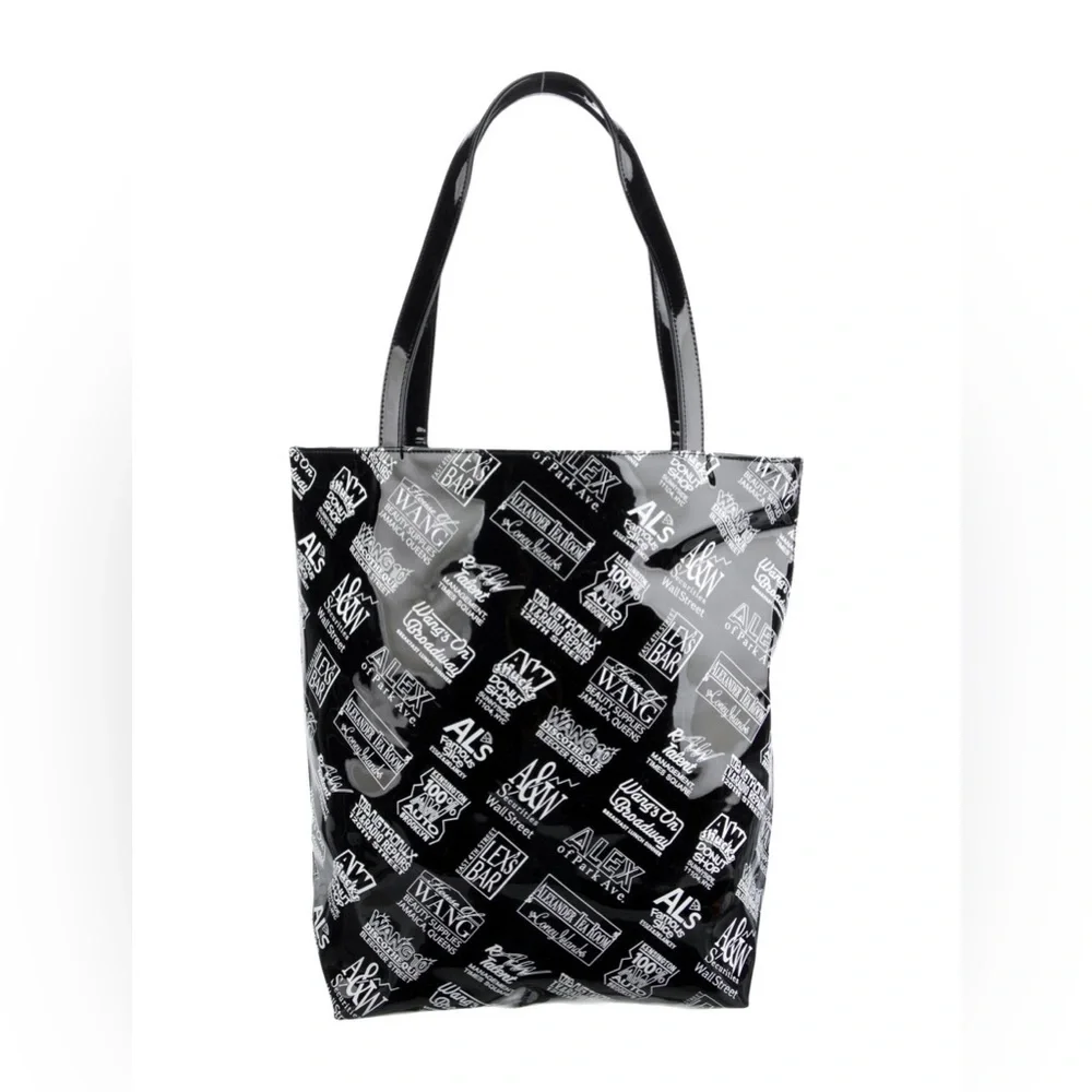 ALEXANDER WANG Printed Patent Leather Tote Black All‎ Over Print Luxury Chic